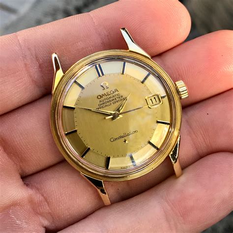 vintage omega constellation 18k gold mens watch|omega constellation pre owned.